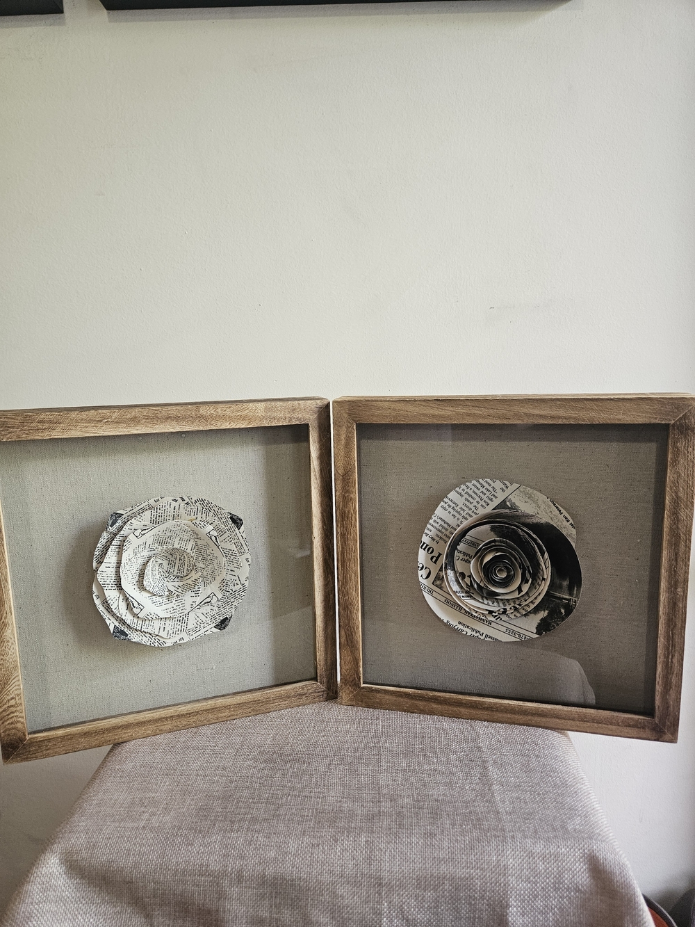 Flower Wall Art in Natural Wood Frame - Set Of 2